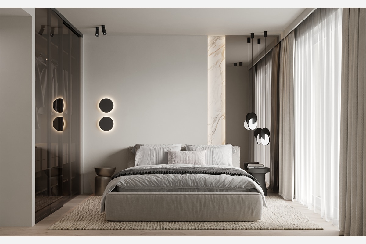 Master bedroom with dressing room minimalism