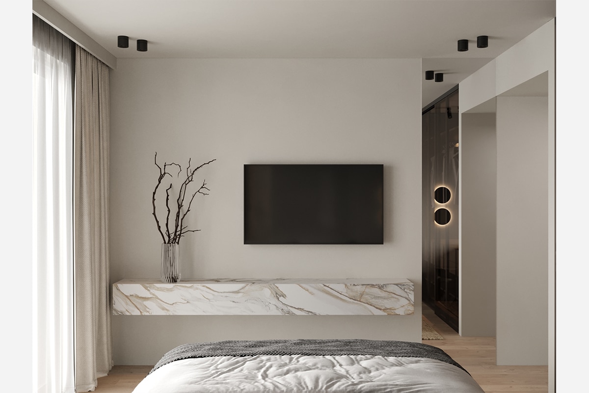 TV area in the bedroom design