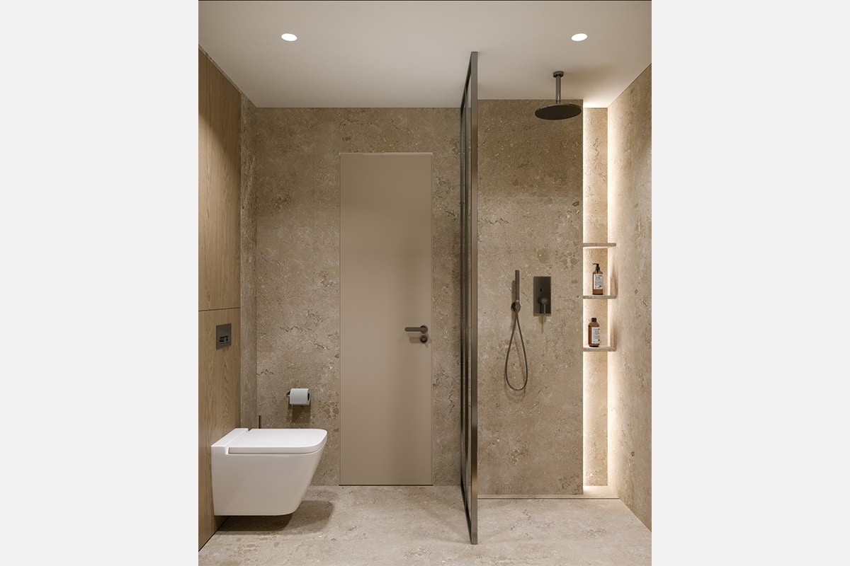 A niche with a light in the shower