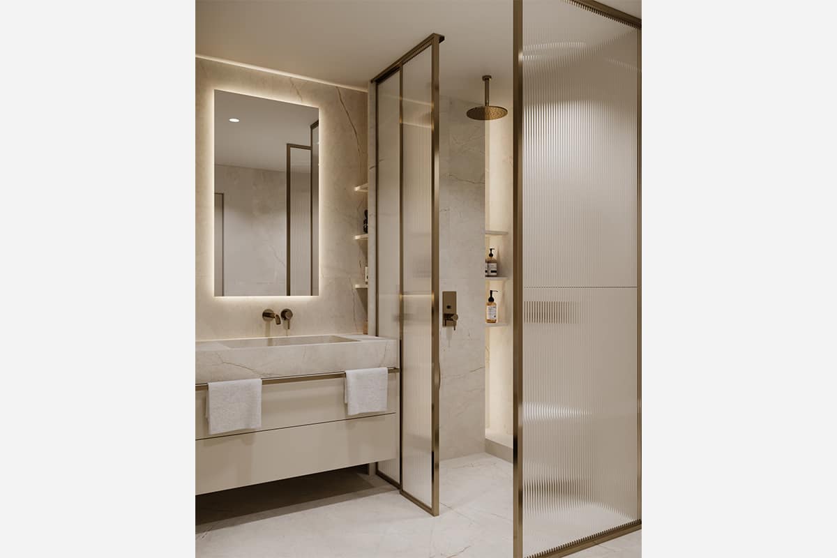 Shower with niches and lighting