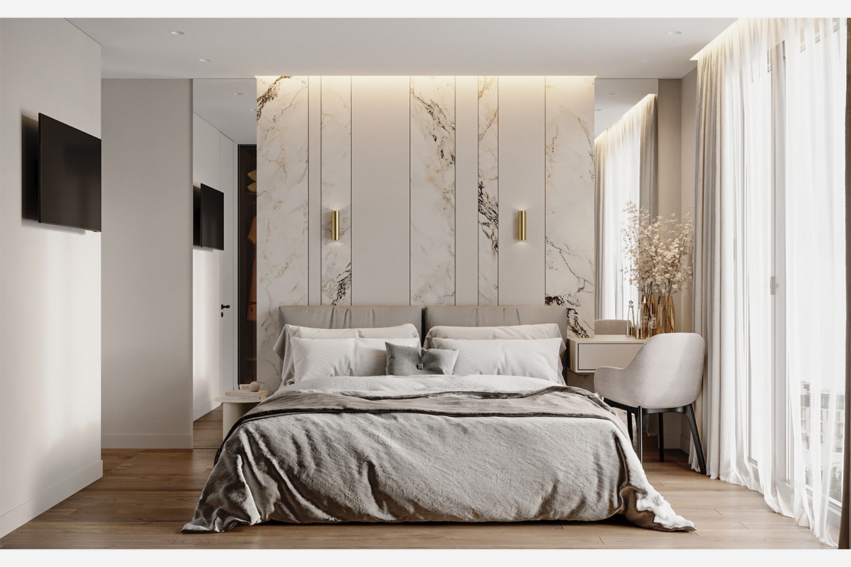 Beige modern bedroom interior