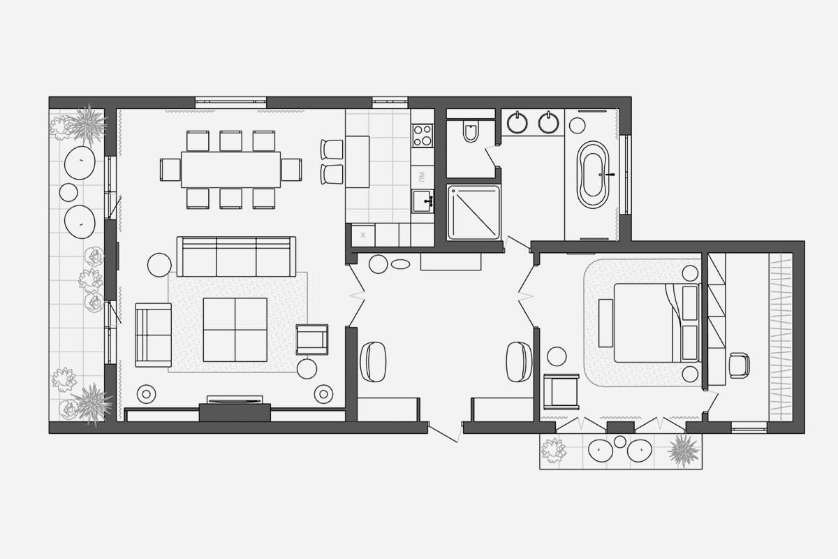 The layout of the apartment