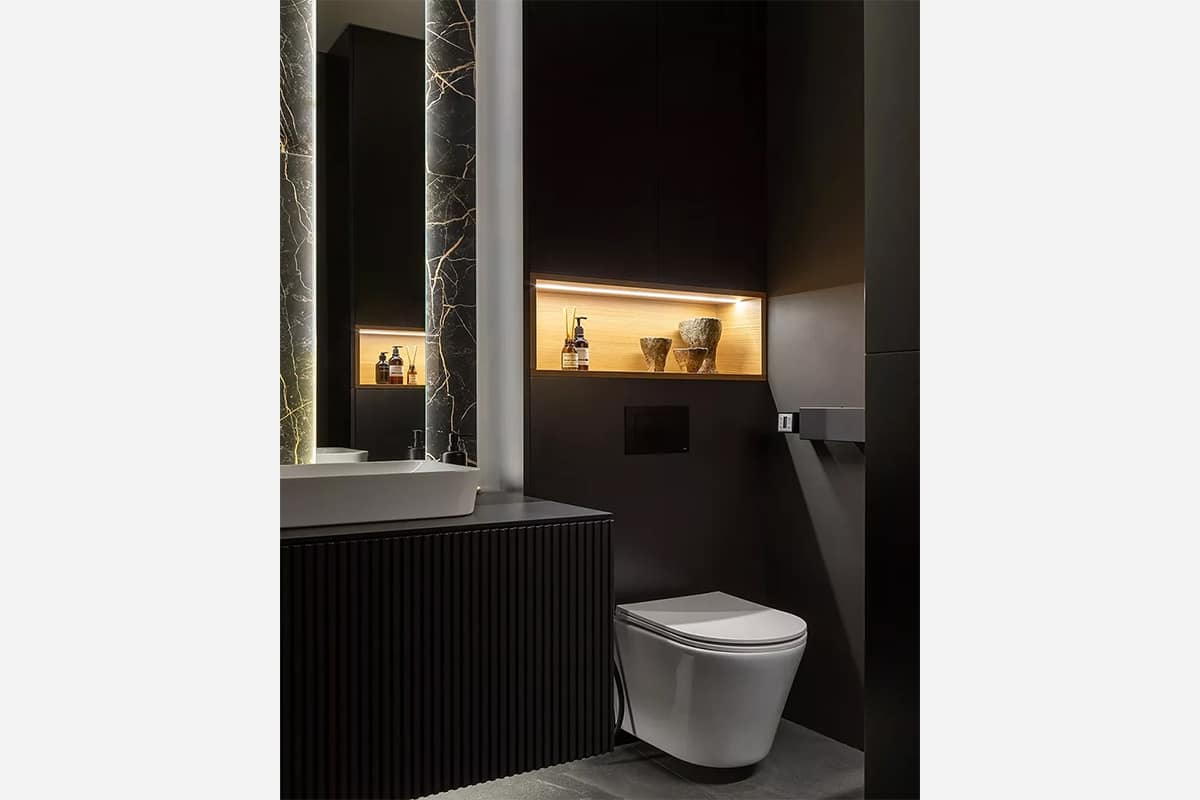 Black small bathroom interior design