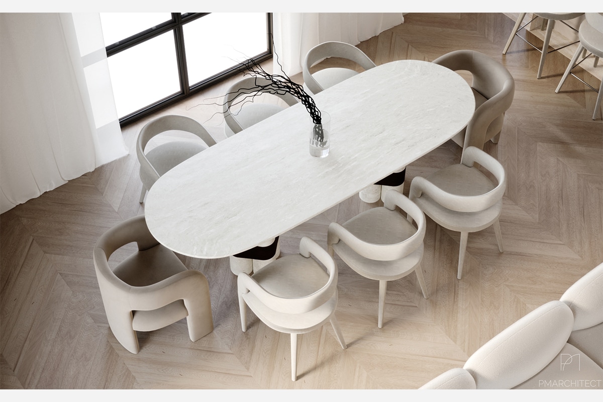 Design of the dining area for 8 people